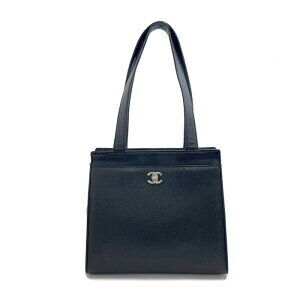 CHANEL Coco Mark Handbag Caviar Leather Black